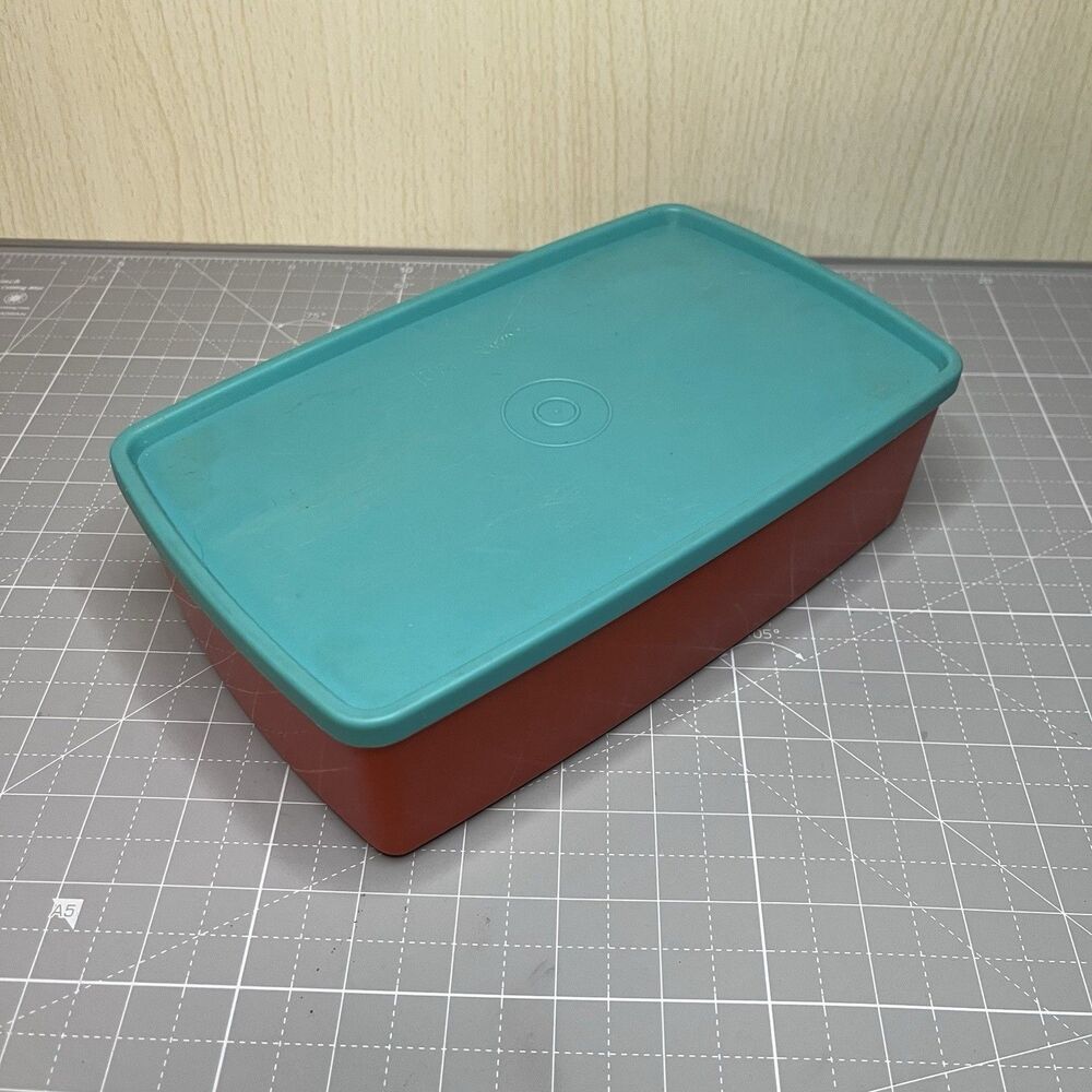 Tupperware Pac N Store Paprika Rectangular Container 713-7 With Lid Vintage